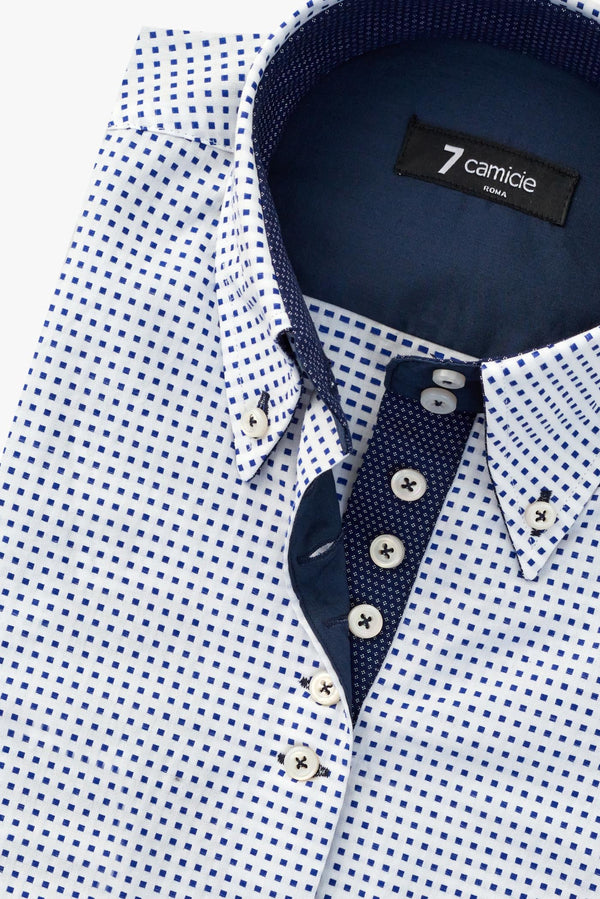 Silvia Iconic Jaquard Women Shirt White Blue