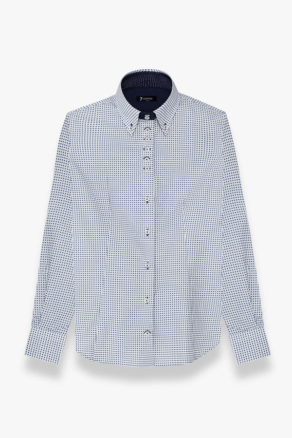 Silvia Iconic Jaquard Women Shirt White Blue