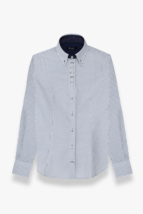 Camisa Mujer Silvia Iconic Jacquard Blanco Azul