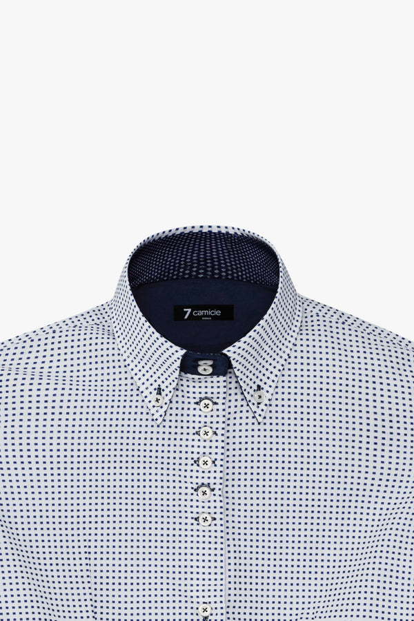 Silvia Iconic Jaquard Women Shirt White Blue