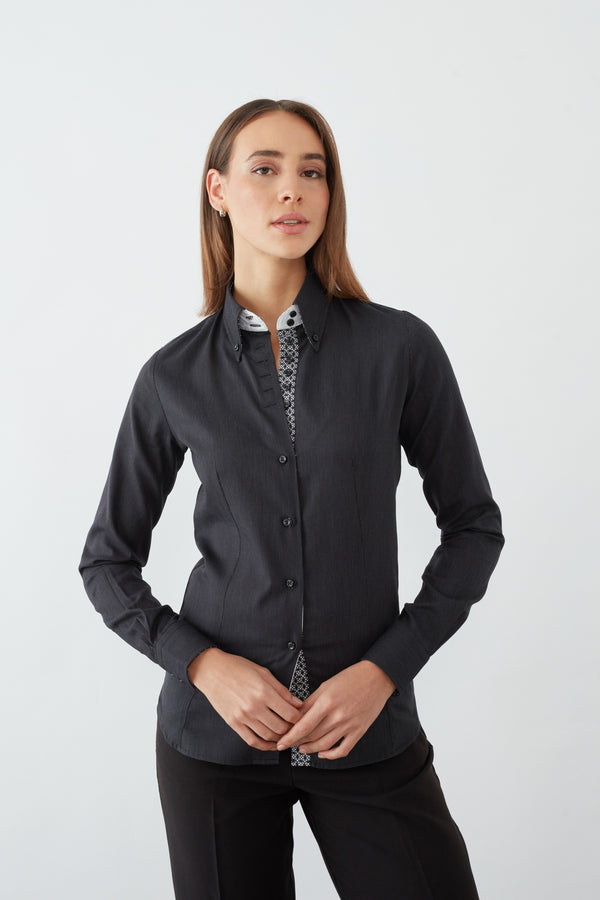 Silvia Iconic Poplin Women Shirt Black White