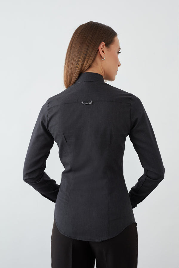 Silvia Iconic Poplin Women Shirt Black White