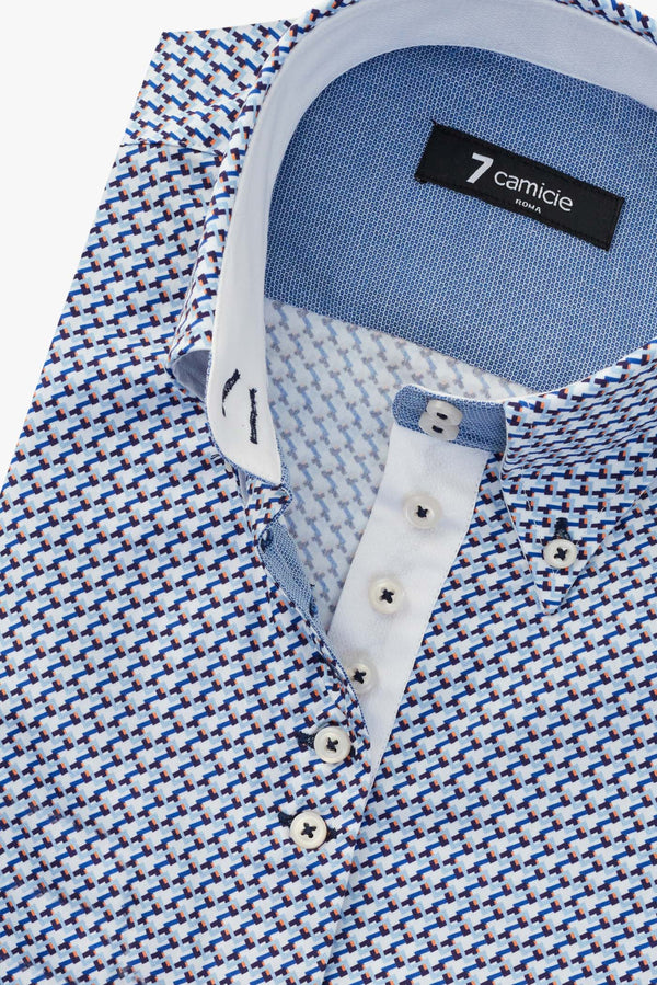 Chemise Femme Silvia Iconic Popelin Blanc Bleu marine
