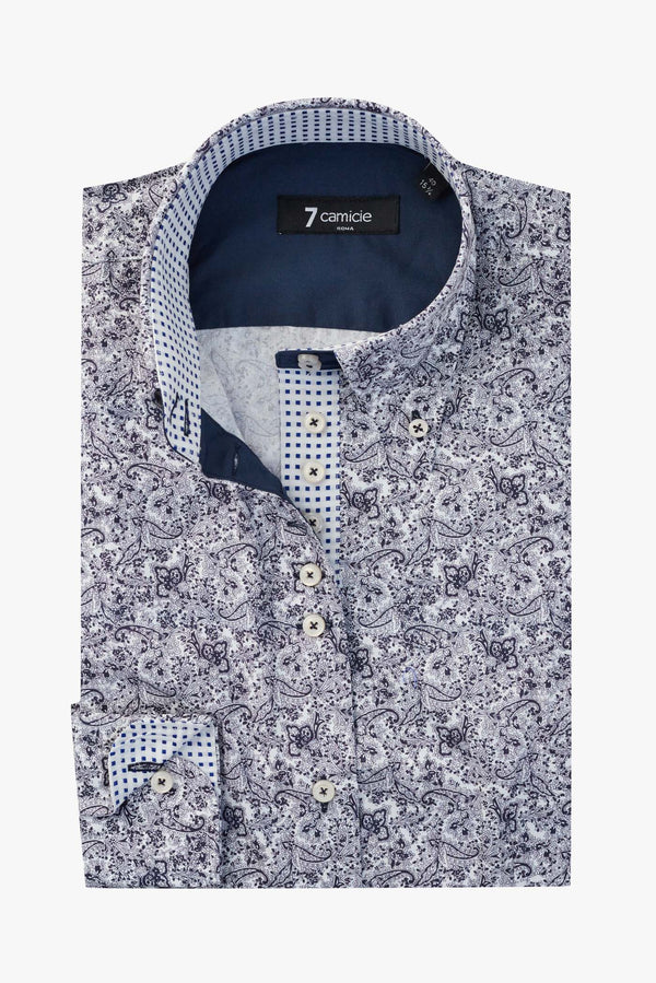 Silvia Iconic Damen Hemd Popelin Weiss Blau