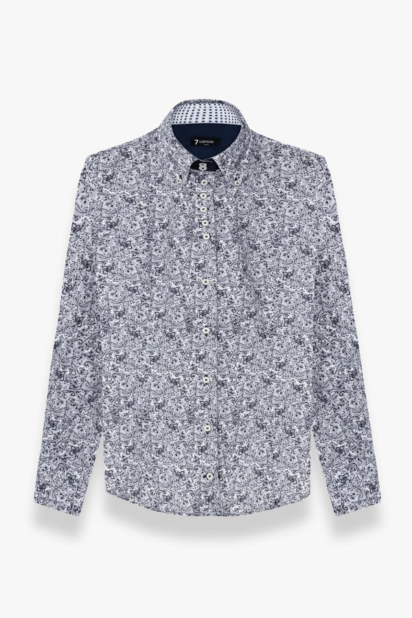Silvia Iconic Damen Hemd Popelin Weiss Blau