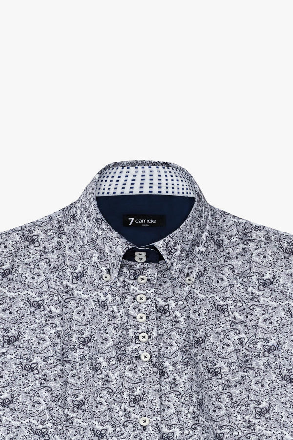 Silvia Iconic Damen Hemd Popelin Weiss Blau