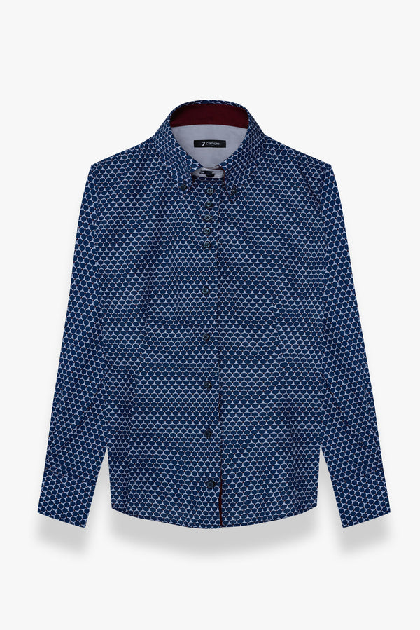 Silvia Iconic Damen Hemd Popelin Blau Grau
