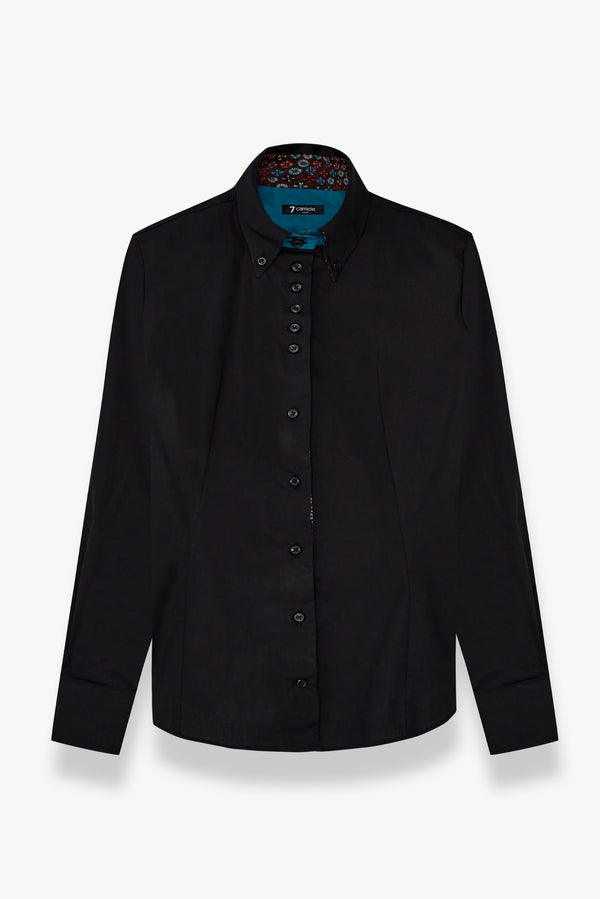 Silvia Iconic Damen Hemd Poplin Stretch Schwarz