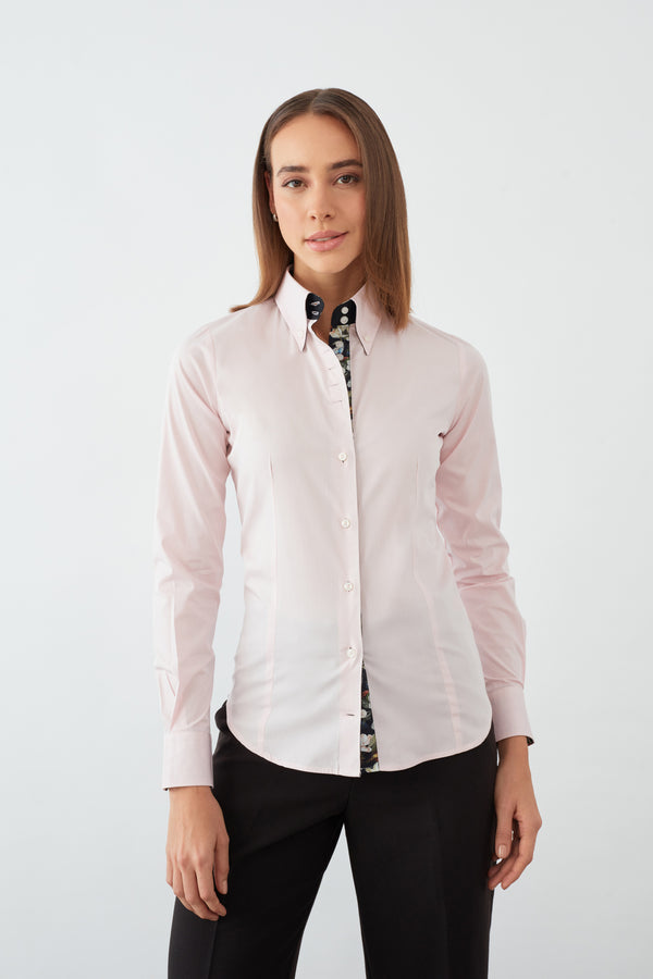 Silvia Iconic Damen Hemd Poplin Stretch Rosa