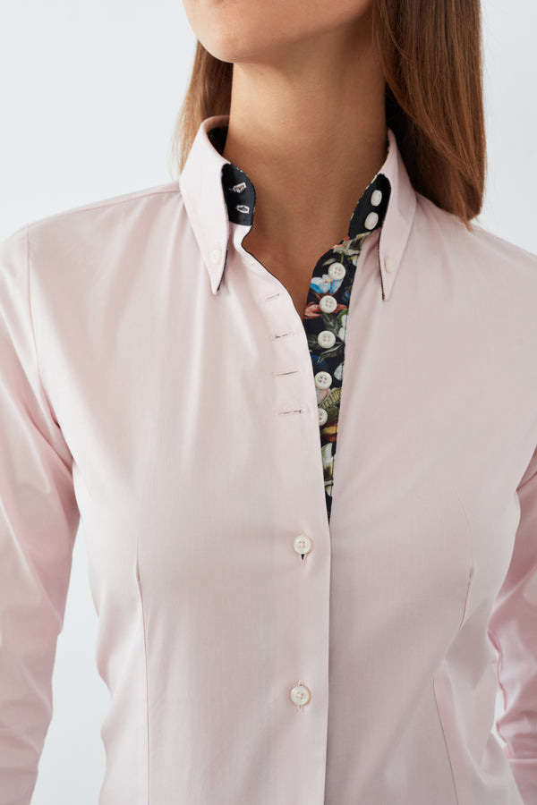 Silvia Iconic Damen Hemd Poplin Stretch Rosa
