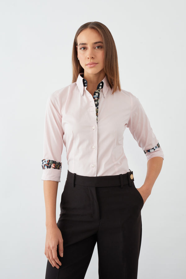 Silvia Iconic Damen Hemd Poplin Stretch Rosa