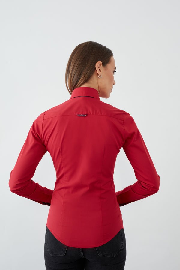 Silvia Iconic Damen Hemd Poplin Stretch Rot
