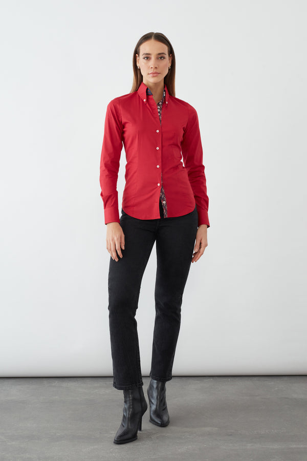 Silvia Iconic Damen Hemd Poplin Stretch Rot