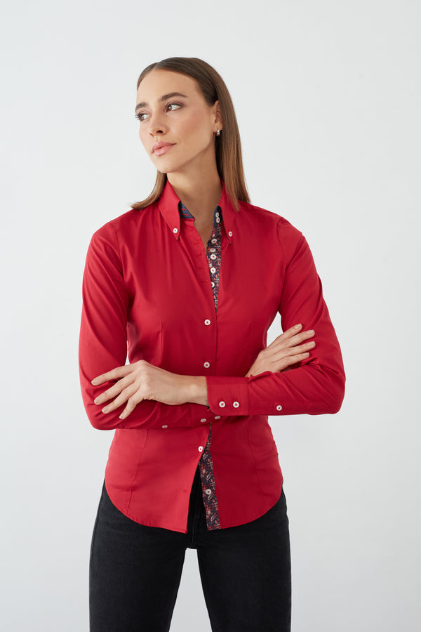 Silvia Iconic Damen Hemd Poplin Stretch Rot