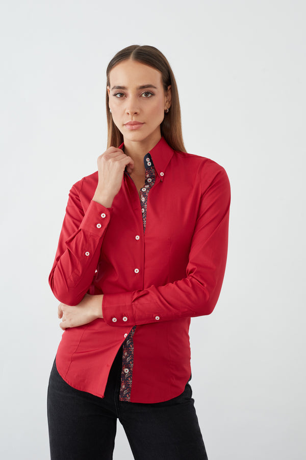 Silvia Iconic Damen Hemd Poplin Stretch Rot