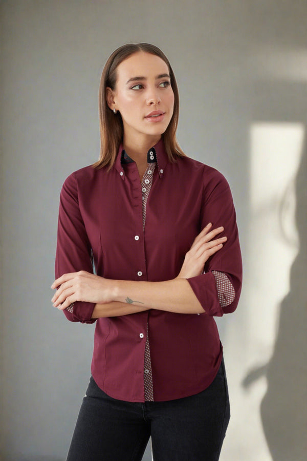 Camicia Donna Silvia Iconic Popelin Stretch Rosso