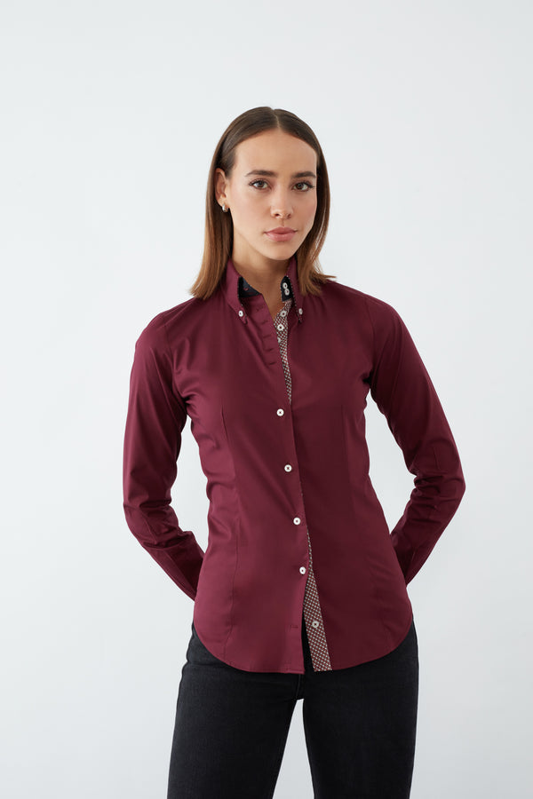 Camicia Donna Silvia Iconic Popelin Stretch Rosso