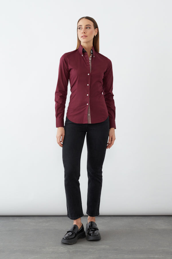 Camicia Donna Silvia Iconic Popelin Stretch Rosso