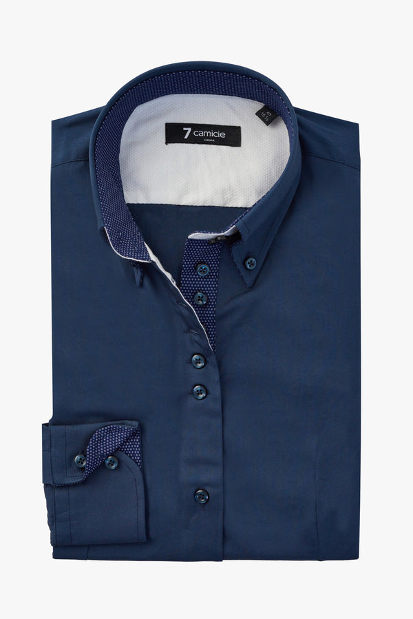 Silvia Iconic Damen Hemd Poplin Stretch Blau