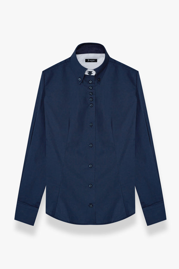 Silvia Iconic Damen Hemd Poplin Stretch Blau