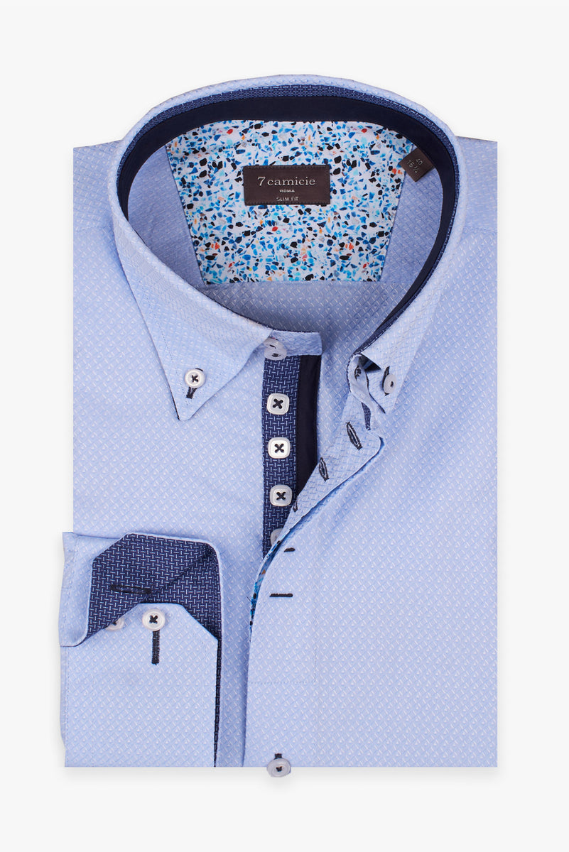 Chemise Homme Slim 7 Camicie - Motif Check Bleu Et Rouge - Neuf Avec étiquettes