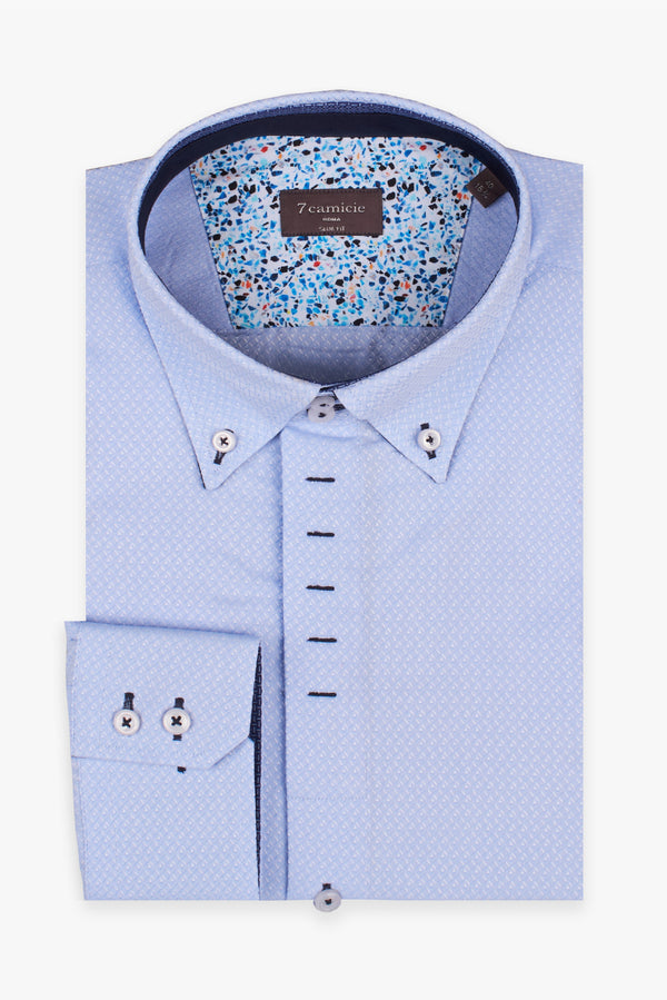 Camicia Uomo Roma Iconic Jacquard Celeste Celeste