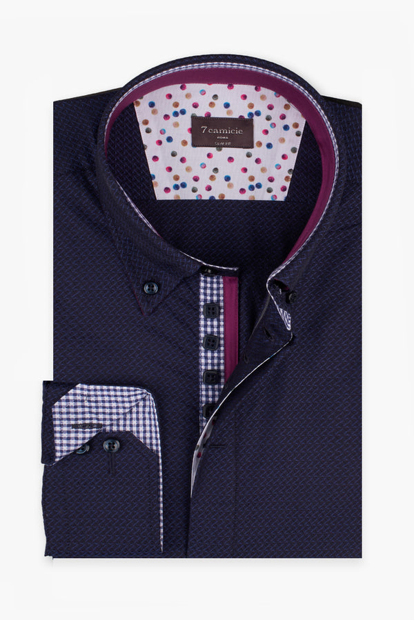 Camicia Uomo Roma Iconic Jacquard Blu Blu