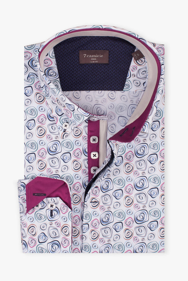 Roma Iconic Poplin Man Shirt White Blue