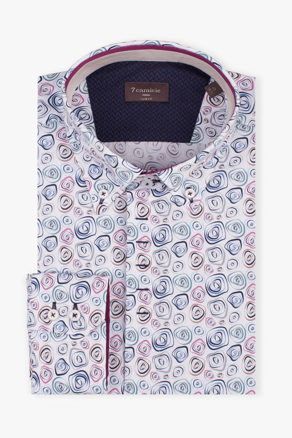 Roma Iconic Poplin Man Shirt White Blue