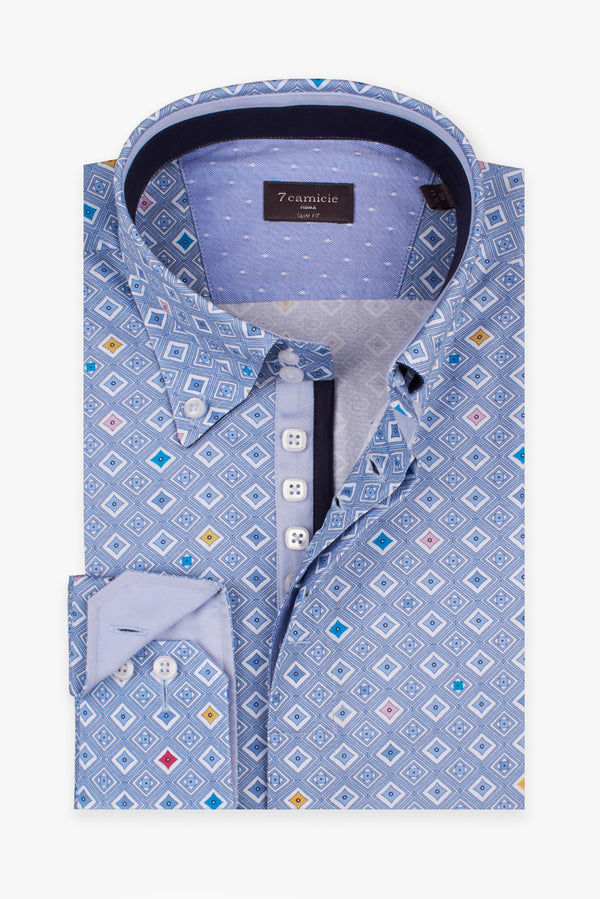 Camisa Hombre Roma Iconic Popelin Azul Claro Blanco