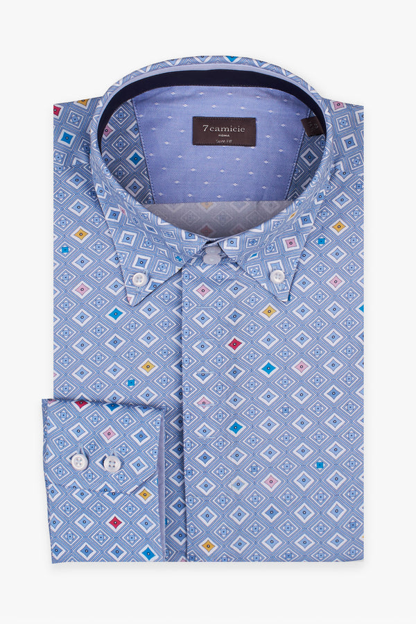 Camisa Hombre Roma Iconic Popelin Azul Claro Blanco