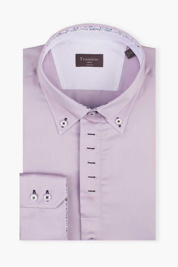 Camicia Uomo Roma Iconic Satin Lilla