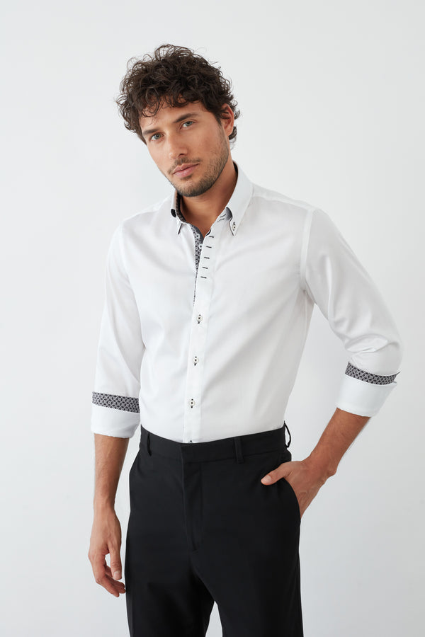 Chemise Homme Roma Iconic Satin Blanc