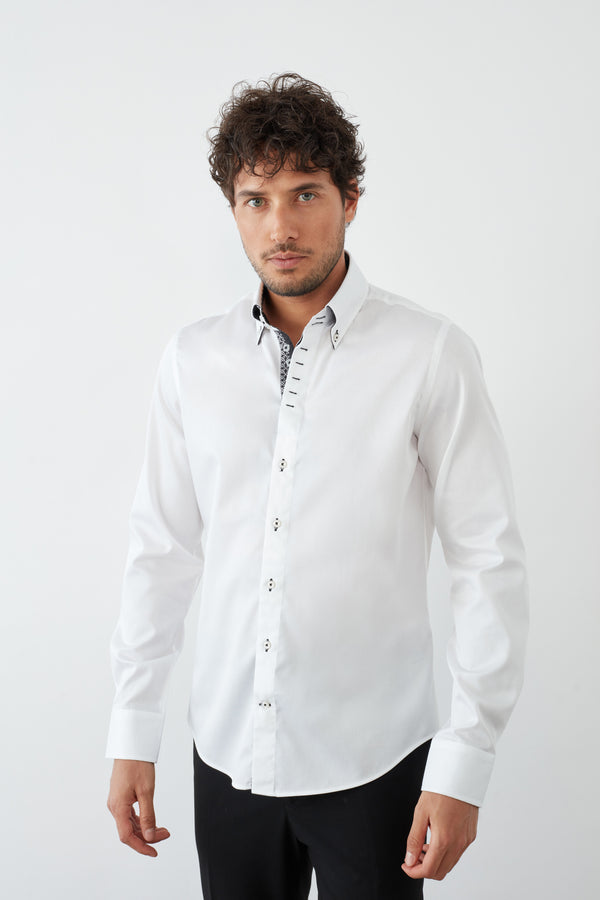 Camicia Uomo Roma Iconic Satin Bianco