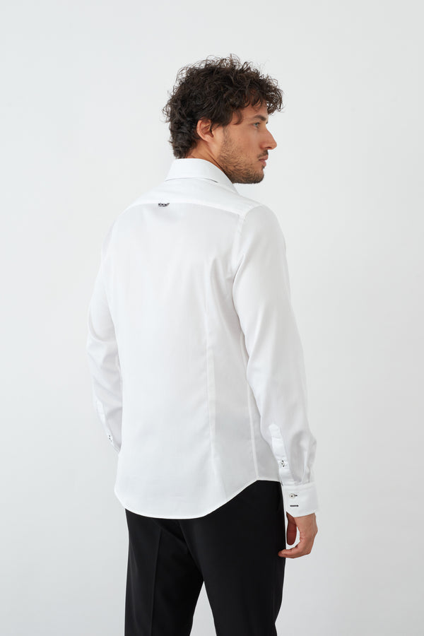 Camicia Uomo Roma Iconic Satin Bianco