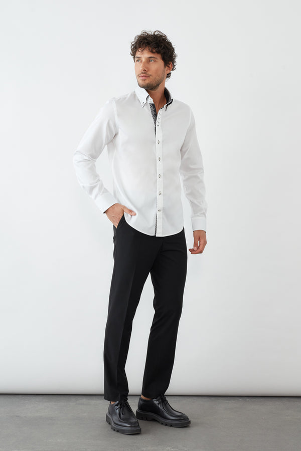 Chemise Homme Roma Iconic Satin Blanc