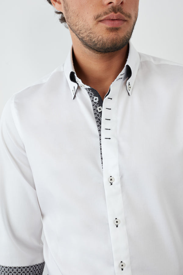 Chemise Homme Roma Iconic Satin Blanc