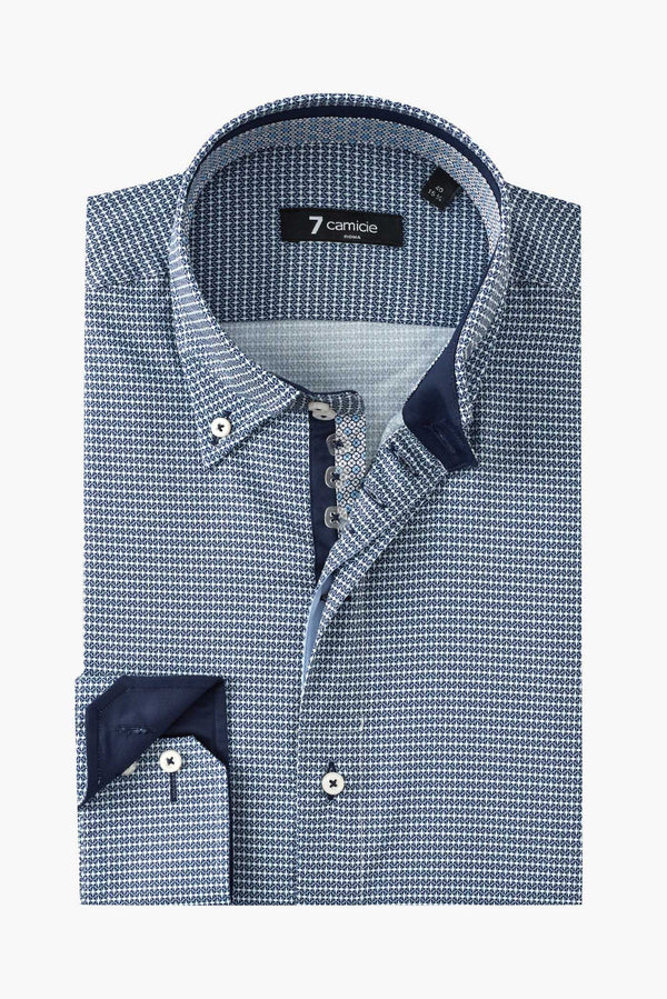 Camicia Uomo Roma Iconic Armaturato Blu Bianco