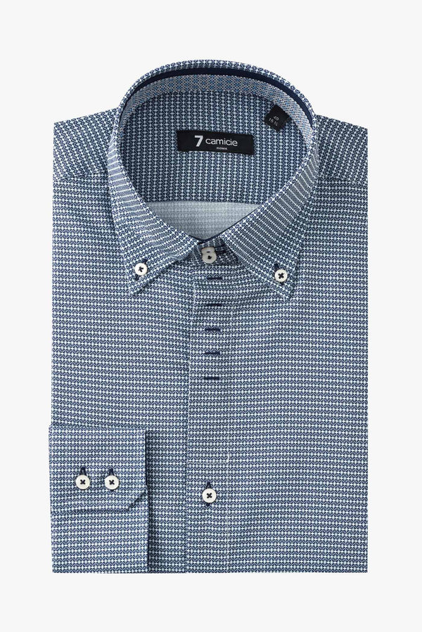 Camicia Uomo Roma Iconic Armaturato Blu Bianco