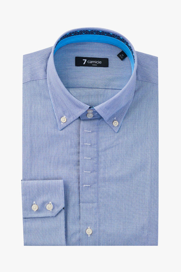 Camisa Hombre Roma Iconic Jacquard Azul Blanco