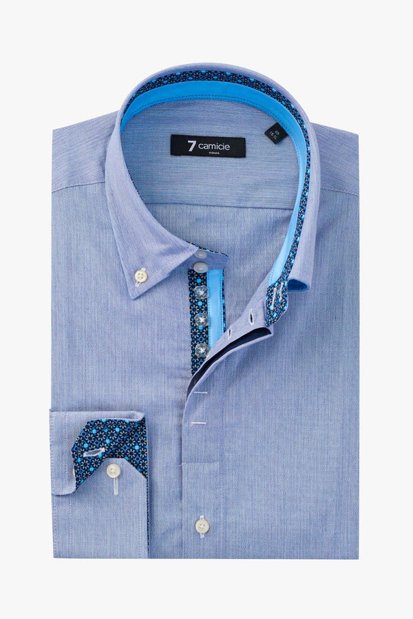 Camisa Hombre Roma Iconic Jacquard Azul Blanco