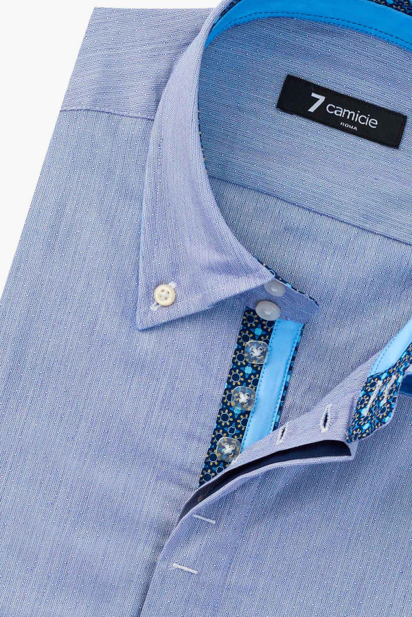 Camisa Hombre Roma Iconic Jacquard Azul Blanco