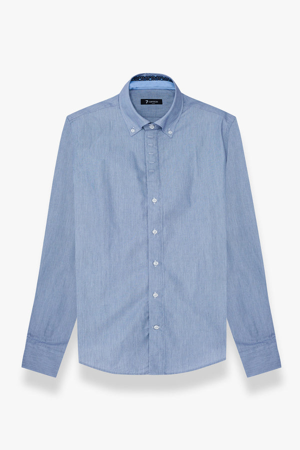 Camisa Hombre Roma Iconic Jacquard Azul Blanco
