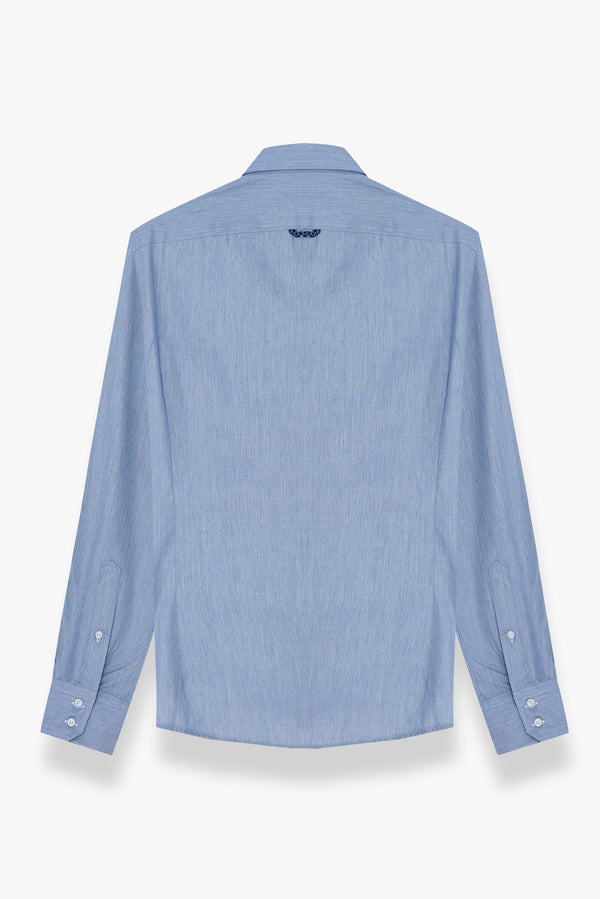 Camisa Hombre Roma Iconic Jacquard Azul Blanco