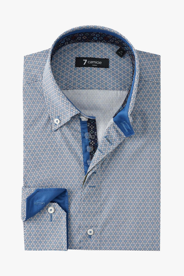 Roma Iconic Poplin Man Shirt White Light Blue