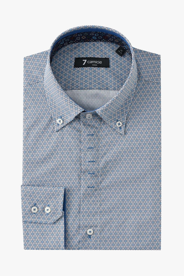 Roma Iconic Poplin Man Shirt White Light Blue