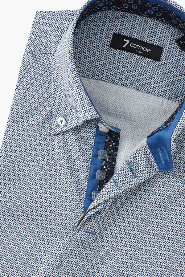 Roma Iconic Poplin Man Shirt White Light Blue