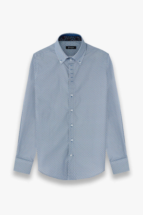 Roma Iconic Poplin Man Shirt White Light Blue