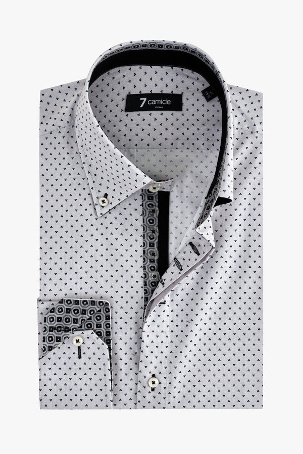 Camicia Uomo Roma Iconic Popelin Grigio Nero