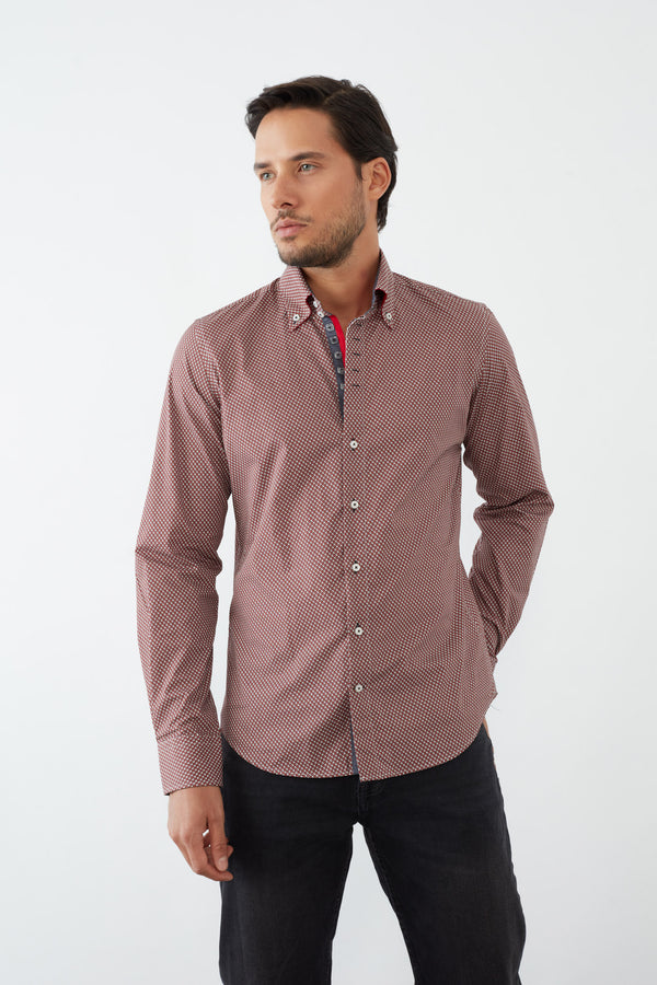 Camisa Hombre Roma Iconic Popelin Rojo Blanco